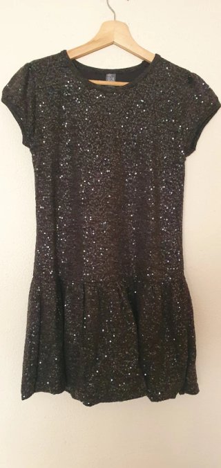 Vestido Zara lentejuelas negro/plata