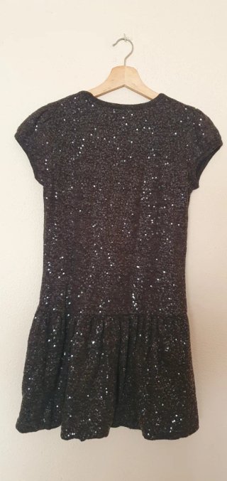 Vestido Zara lentejuelas negro/plata