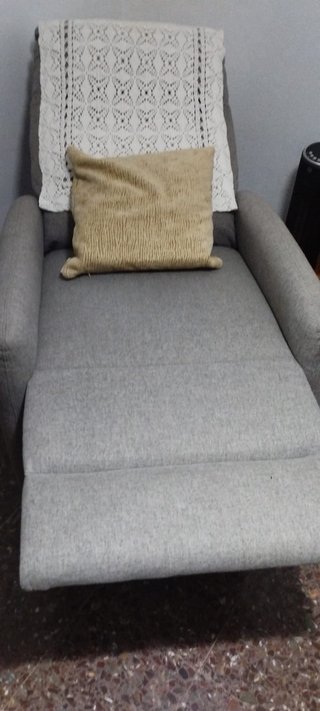 Sillón relax reclinable tapizado gris