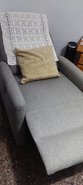 Sillón relax reclinable tapizado gris