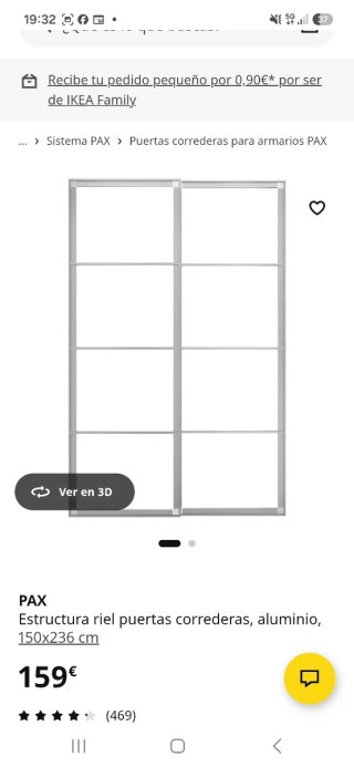 Estructura rieles puertas correderas PAX