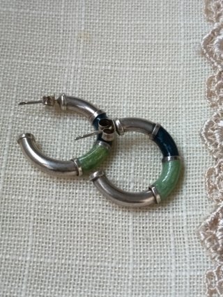 Aros de plata lacados verde y plata