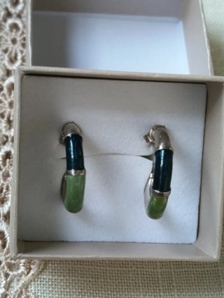 Aros de plata lacados verde y plata
