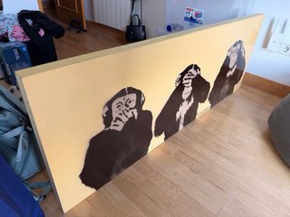 Cuadro grande stencil tres monos 150x55 cm