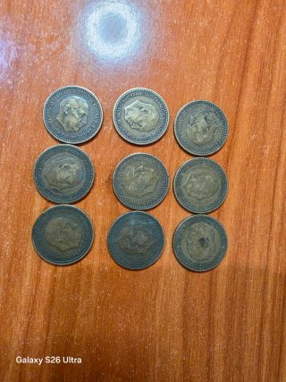 9 Monedas 1 Peseta Franco 1947 Estrella 51