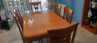 Mesa extensible de comedor y 8 sillas madera