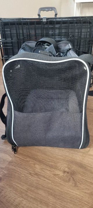 Transportín para mascotas negro y marrón