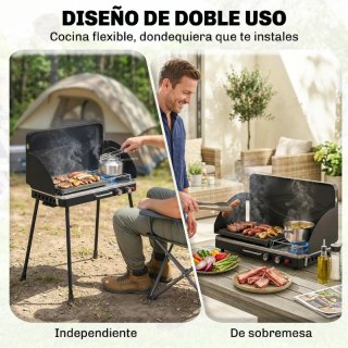 Barbacoa Gas Portátil 7 kW 2 en 1
