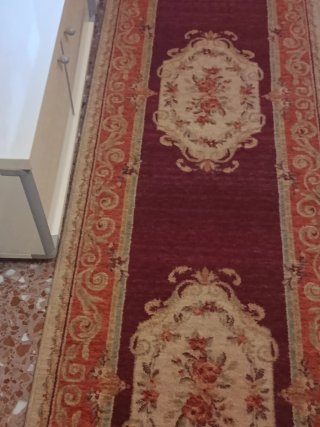 Alfombra Pasillo Lana Beige y Rojo