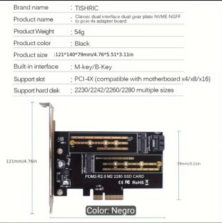 Placa Dual M.2 NVMe a PCIe 4x