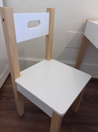 Mesa y 2 sillas infantiles madera blanca