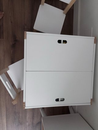 Mesa y 2 sillas infantiles madera blanca