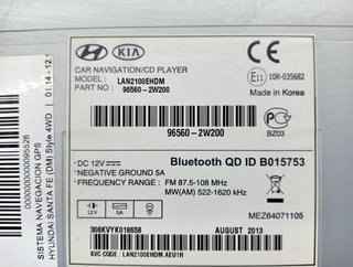 Sistema navegación hyundai 965602w200 santa 95526