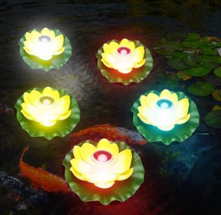 4 Luces Flotantes Flor de Loto LED