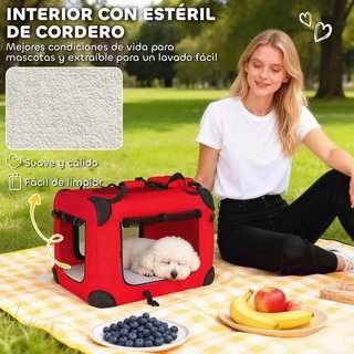 Transportín Perros Plegable 60cm Cojín Suave Asas