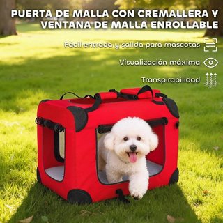 Transportín Perros Plegable 60cm Cojín Suave Asas