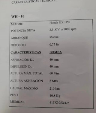 Moto bomba Honda VH10