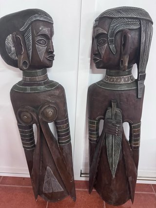 Pareja Figuras Africanas Madera Tallada