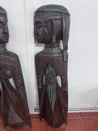 Pareja Figuras Africanas Madera Tallada
