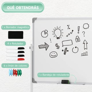 Pizarra Blanca Móvil Doble Cara Magnética
