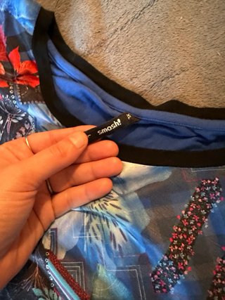 Camiseta manga larga de flores azul negro talla xl