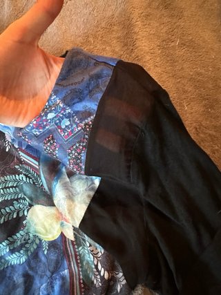 Camiseta manga larga de flores azul negro talla xl