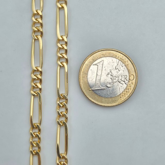 Cadena de oro de 18k. Fígaro. 25.48 g. 51cm