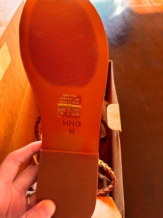 Sandalias Mango Mujer Tiras Piel Marrón/Dorado T40