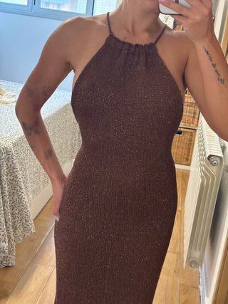 Vestido largo punto brillante