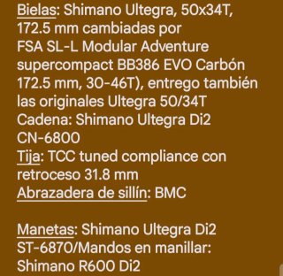 Bicicleta de carretera BMC GF 01 COMO NUEVA