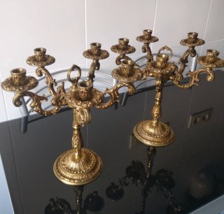 Candelabros Bronce 5 Brazos Decorados