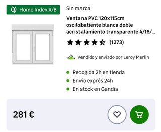 Ventana PVC Oscilobatiente 120x115cm Blanca_NUEVA