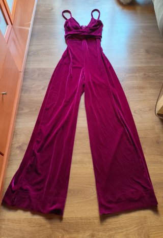 Mono Palazzo Terciopelo Bershka Fucsia Talla XS