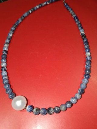 Collar gargantilla de piedras naturales,madreperla