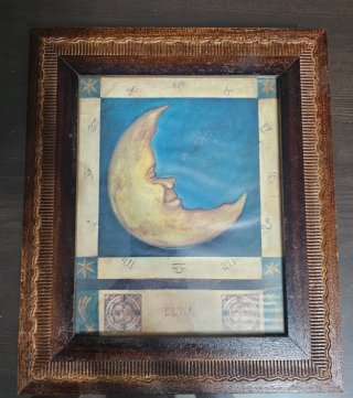 Cuadro Luna con marco de madera