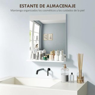 Espejo Baño con Estante de Pared 50x60 Blanco