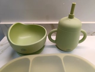 Vajilla Bebé Silicona Interbaby verde