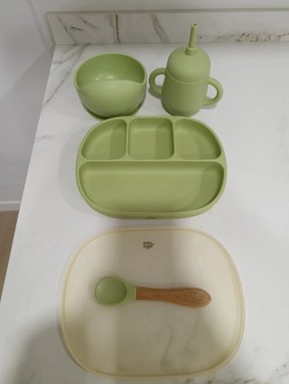 Vajilla Bebé Silicona Interbaby verde
