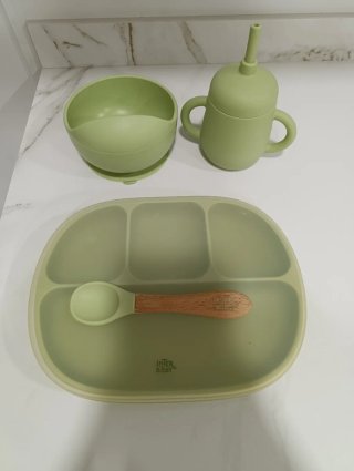 Vajilla Bebé Silicona Interbaby verde