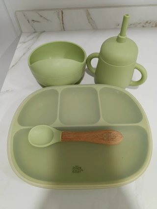 Vajilla Bebé Silicona Interbaby verde
