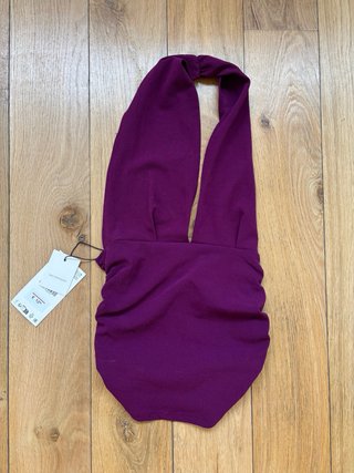 Top Zara Morado Escotado Halter