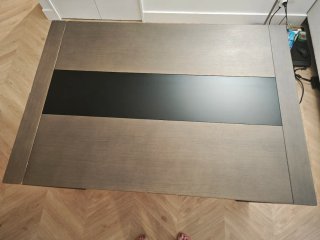 Mesa comedor extensible madera y cristal
