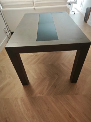 Mesa comedor extensible madera y cristal
