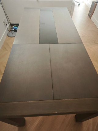 Mesa comedor extensible madera y cristal