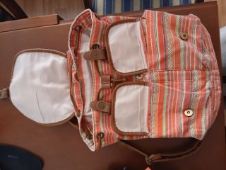 Bolso Mochila Tela y Cuero