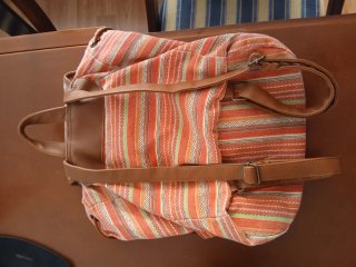 Bolso Mochila Tela y Cuero
