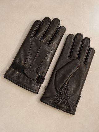 Guantes de cuero negros talla L