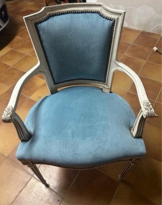 4 SILLONES / SILLAS Luis XVI TERCIOPELO AZUL