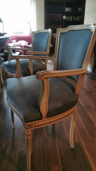 4 SILLONES / SILLAS Luis XVI TERCIOPELO AZUL