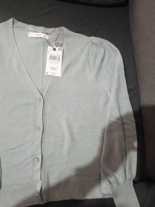 Chaqueta Mango verde talla S manga de farol